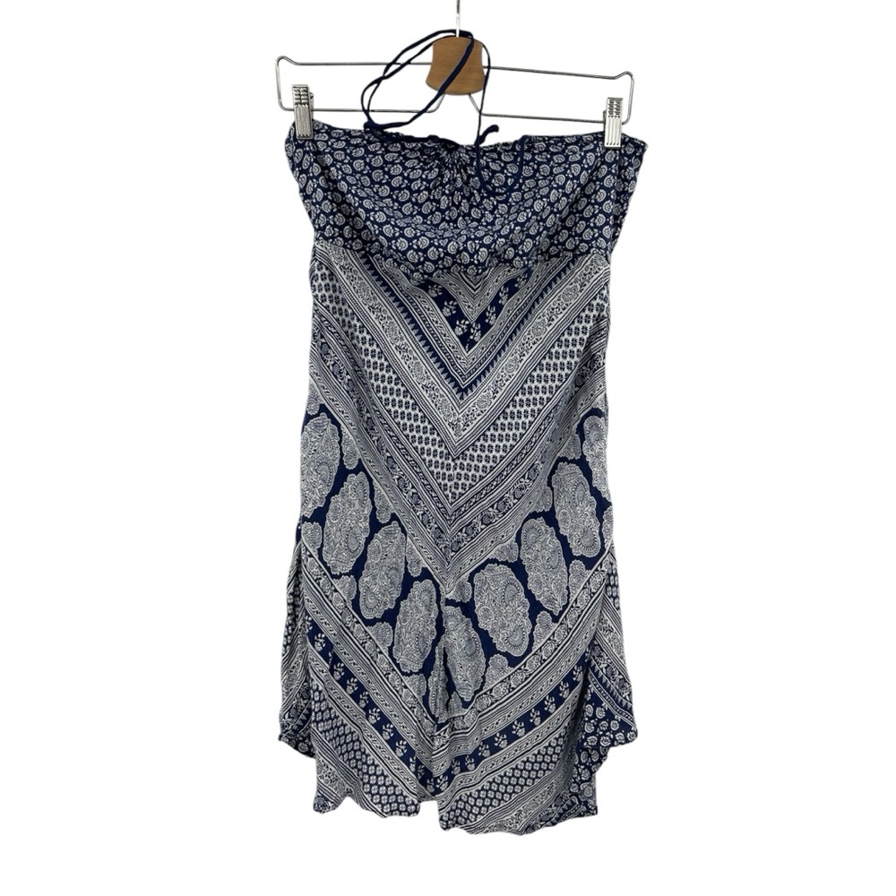 Band of Gypsies Blue Paisley Bandana Print Mini Halter Dress